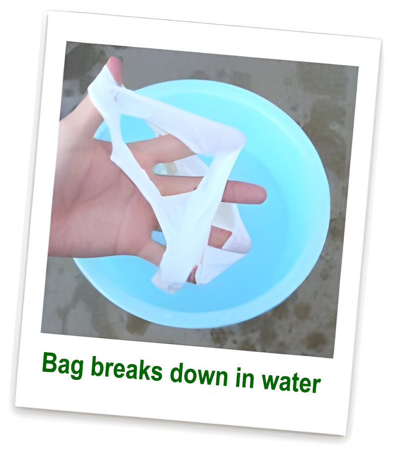 our bag breaks down in water. it becomes soften when in contact with water.